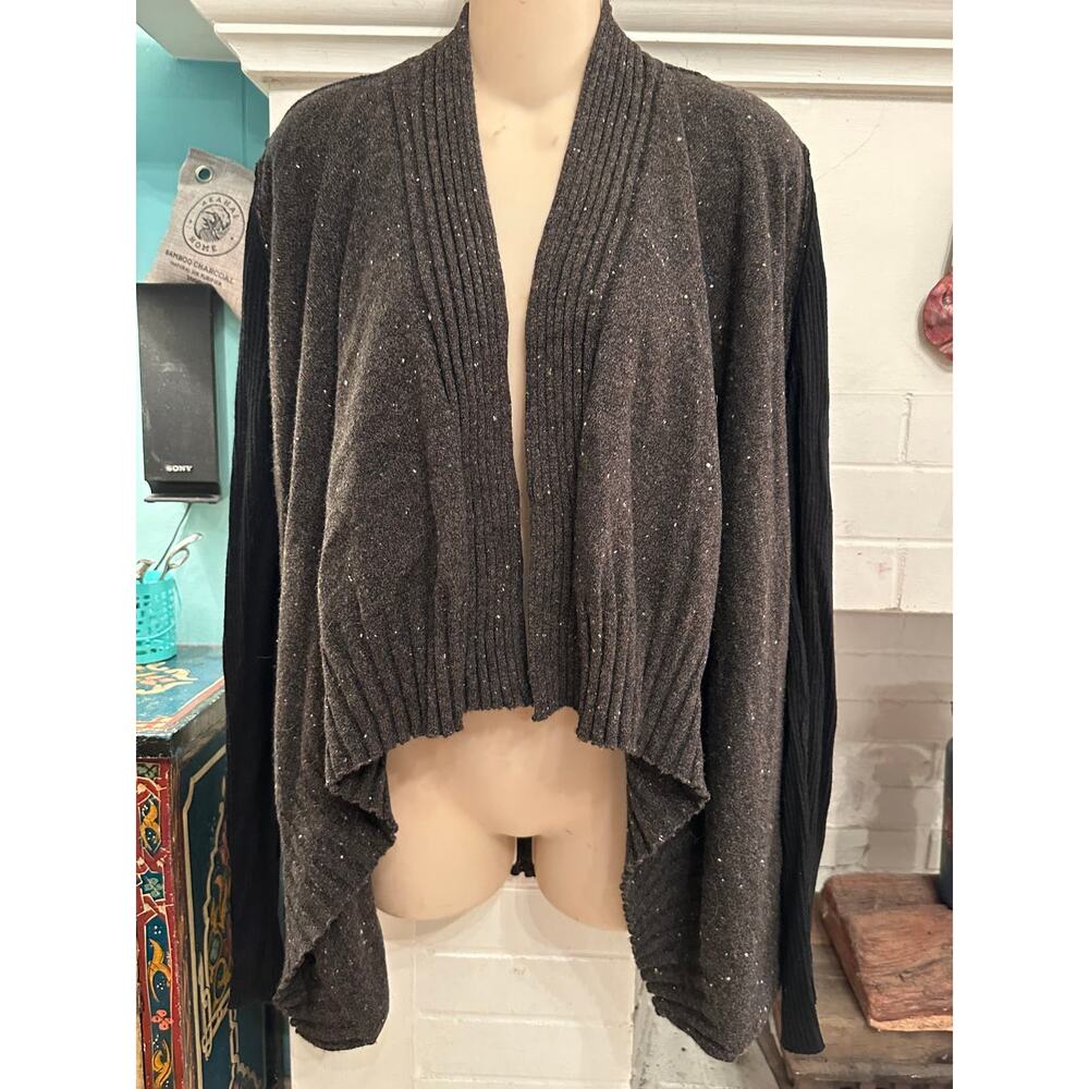 VINTAGE KOKUN CASHMERE WOOL TWEED SWINGY CARDIGAN SWEATER M